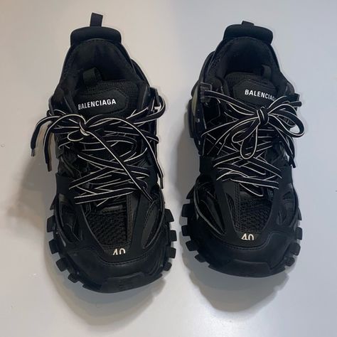 Balenciaga Track Runners Black Balenciaga Shoes, Balenciaga Shoes Outfit, Black Balenciaga Sneakers, Balenciaga Track Sneakers, Track Runners, Pretty Sneakers, Black Balenciaga, Pretty Shoes Sneakers, Track Shoes