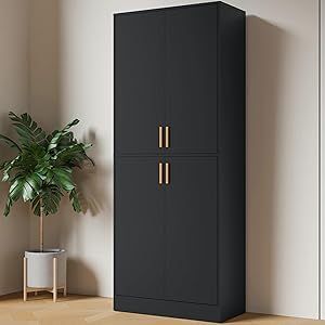 Cozy Castle 71" Tall Kitchen Pantry Storage Cabinet, Freestanding Cupboard Cabinet with Doors and Adjustable Shelves for Kitchen, Dining Room, Black Freestanding Cupboard, Cozy Castle, Cabinet Freestanding, Castle Kitchens, Tall Kitchen, Pantry Storage Cabinet, Cabinet With Doors, Cupboard Cabinet, Kitchen Pantry Storage