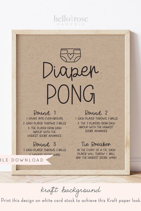 Diaper Pong Rules Printable Diy, Country Baby Shower Games, Boy Baby Shower Game Ideas, Diaper Pong Baby Shower Game Rules, Nappy Pong, Man Shower Ideas, Diaper Ping Pong Game, Mens Baby Shower Games, Diaper Pong Board