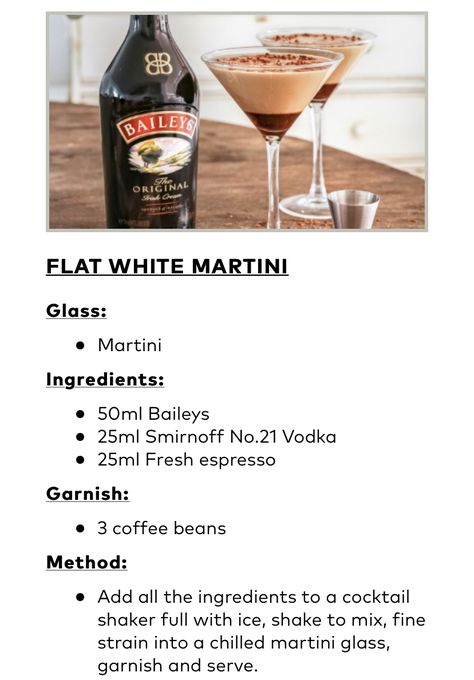 Irish Cream Cocktails, Alcoholic Hot Chocolate Recipes, Cream Cocktails, Shots Alcohol Recipes, Baileys Irish Cream Recipes, Bartender Recipes, Bartender Drinks Recipes, Baileys Original, Baileys Recipes