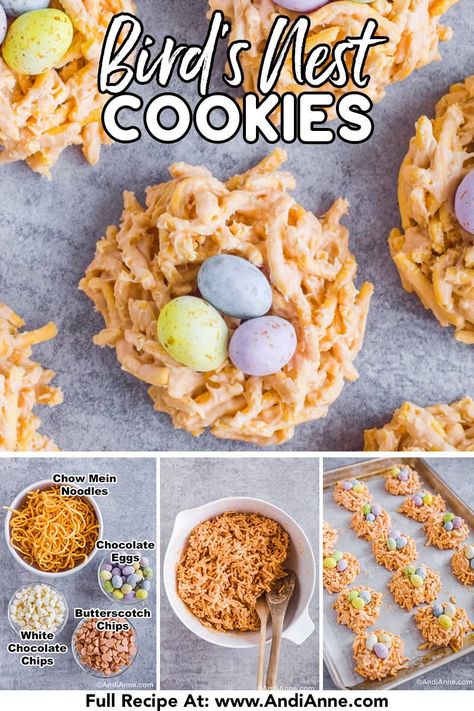 Bird Nest Cookies Chow Mein, Chocolate Birds Nest Recipe, Chow Mein Noodle Cookies, Bird Nest Cookies, Easter Candy Recipes, Birds Nest Cookies, Cookies 2023, Yogurt Covered Raisins, Easter Egg Nest