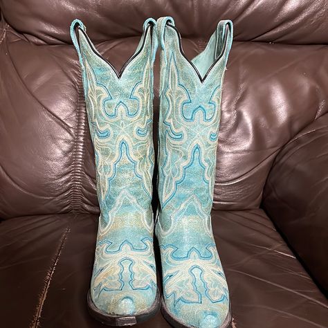 There’s A Cute I Never Use It There So Nice And Beautiful Teal Cowgirl Boots Outfit, Blue Cowgirl Boots, Funky Boots, Cowgirl Things, Turquoise Cowboy Boots, Snip Toe Cowgirl Boots, Blue Cowboy Boots, Cowgirl Boots Square Toed, Cute Cowgirl Boots