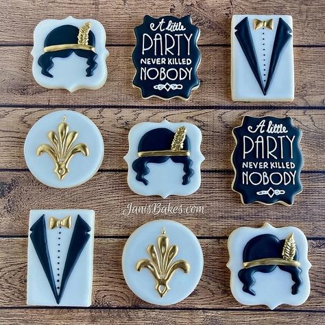 Gatsby/1920s Style | janisbakes Gatsby Cookies Decorated, Great Gatsby Cookies Decorated, Art Deco Cookies, 1920s Cookies, Gatsby Cookies, Great Gatsby Theme, Art Deco Artwork, 1920s Party, Sugar Cookie Royal Icing