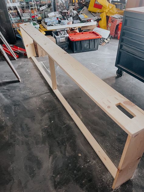 How To Build Behind Couch Table, Making Sofa Table, Behind Lounge Table, Behind The Sofa Table Diy, Behind The Couch Storage Ideas, Couch Console Table Diy, Small Table Behind Sofa, Console Table Behind Sectional Against Wall, Diy Narrow Sofa Table Behind Couch