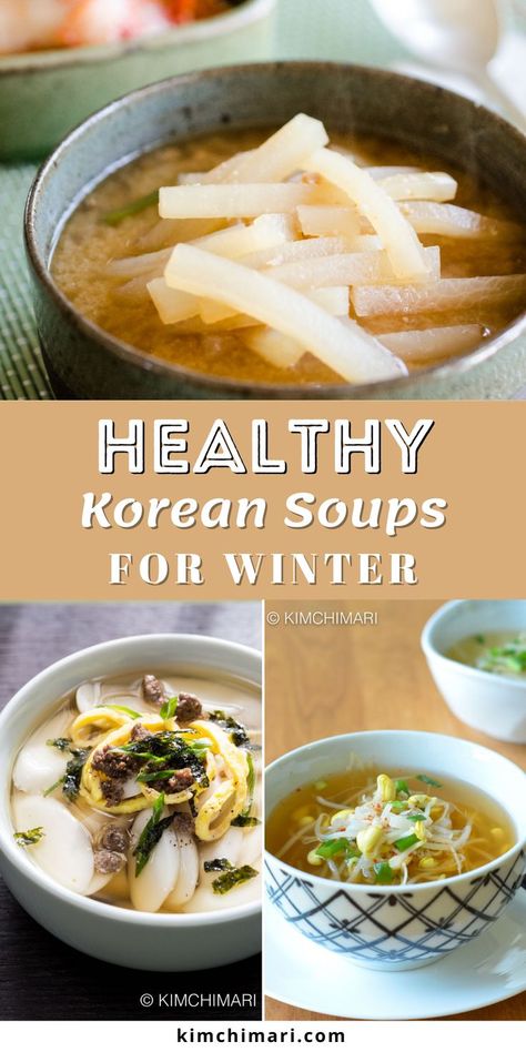 Soups For Winter, Korean Soup Recipes, Korean Soups, Sprout Soup, Healthy Korean Recipes, Koreansk Mad, Korean Soup, Low Calorie Soup, Healthy Asian Recipes