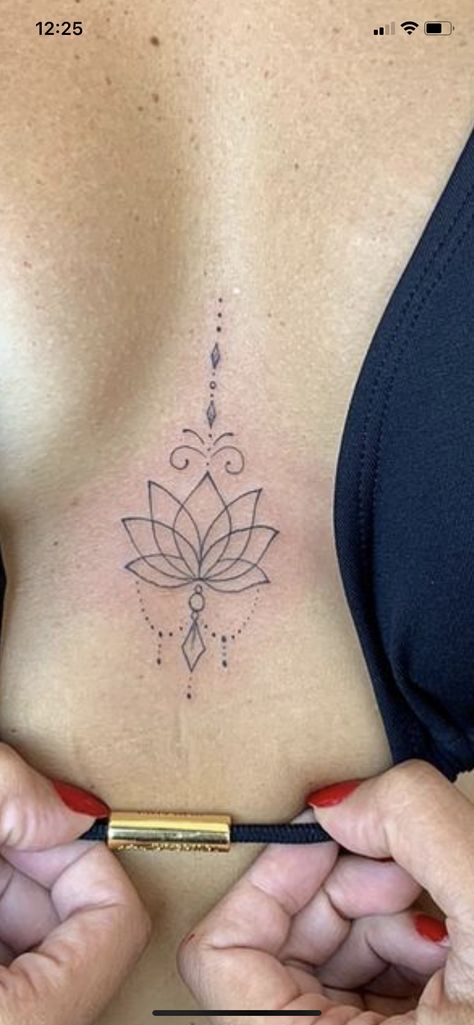 Underboob Tattoo Designs, Tato Minimal, Hidden Tattoos, Small Pretty Tattoos, Petite Tattoos, Spine Tattoos For Women, Sternum Tattoo, Thigh Tattoos Women, Discreet Tattoos