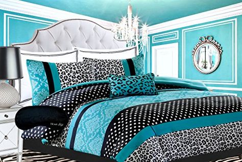 Blue Teen Girl Bedroom, Teal Bedding Sets, Girl Comforters, Bedroom Design Diy, Diy Girls Bedroom, Bedroom Turquoise, Teal Bedding, Bedding Comforter