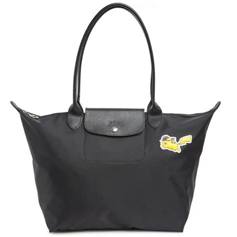 Longchamp X Pokemon Pikachu Le Pliage Large Shoulder Tote Black Brand New With Tags Limited Edition Purchased From Nordstrom And Never Used Black Longchamp Bag, Longchamp Tote Bag, Longchamp Bag, Longchamp Bags, Purple Bag, Handbag Collection, Suede Tote, Pokemon Pikachu, Small Tote Bag