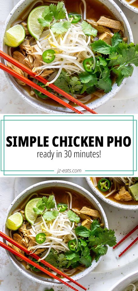 Pho Soup Recipe Easy, Pho Recipe Easy, Chicken Pho Soup, Pho Soup Recipe, Asian Soup Recipes, Chicken Pho, Pho Soup, Pho Recipe, Chicken Noodle Soup Recipe