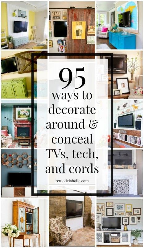 95 Ways to Decorate Around or Hide-Disguise a Television, Electronics, and Cords Decorating Around Wall Mounted Tv, Decor Around Tv, Geek House, Hidden Tv, Tv Wall Decor, Inexpensive Home Decor, Affordable Decor, Affordable Home Decor, Wall Decorations