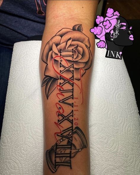 Half Arm Sleeve Tattoo For Women Forearm, Dope Female Tattoos Half Sleeves Arm, Memorial Arm Tattoos For Women, Tattoo Ideas For Lost Loved Ones Dads, Cute Red Tattoos For Women, Sleave Ideas Woman, Gangsta Tattoos For Women, Small Remembrance Tattoos, Long Live Tattoo