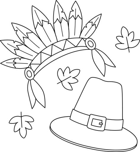 Pilgrim Crafts, Kindergarten Coloring Sheets, Thanksgiving Coloring Sheets, Thanksgiving Hat, Pilgrims And Indians, Native American Feathers, Thanksgiving Crafts Preschool, Thanksgiving Pilgrims, Pilgrim Hat