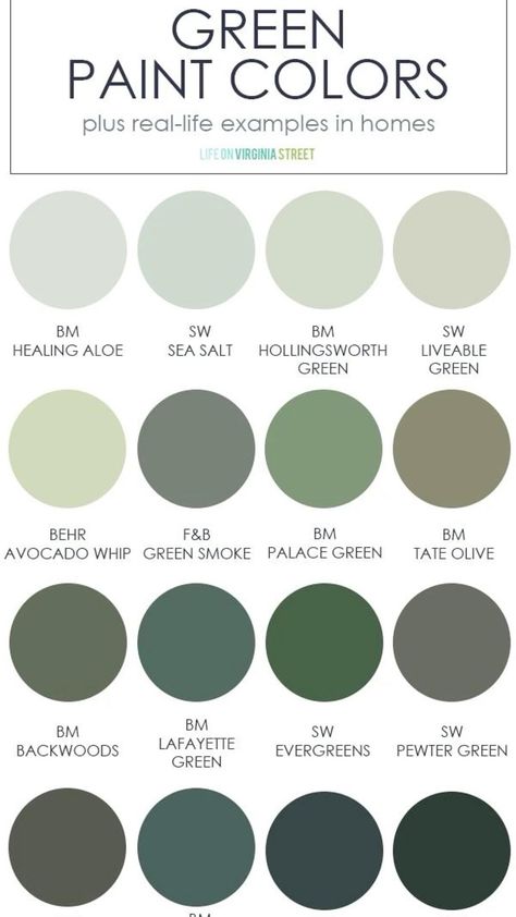 Lafayette green a possibility for cabinets Cool Tone Green Color Palette, Behr Pesto Paste Paint, Green Bedroom Blue Accents, Green Wall Shades, Dark And Light Green Bedroom, Wall Painting Color Ideas, Non Toxic Wallpaper, Wall Light For Painting, Best Interior Green Paint Colors
