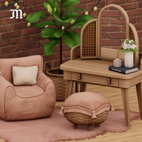 Vanity Nook | myshunosun on Patreon The Sims 4 Pack, Vanity Nook, Vanity Table Vintage, Mods Sims 4, Die Sims 4, Mod Furniture, Muebles Sims 4 Cc, Sims 4 Bedroom, Sims 4 Clutter