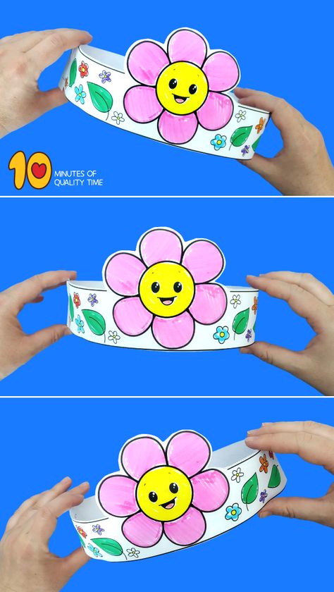 flower crown craft for preschoolers Flower Crown Craft, Spring Crown, Flower Crafts Preschool, Paper Flower Crown, Craft For Preschoolers, Spring Headband, Headband Crafts, Crown For Kids, Crown Crafts