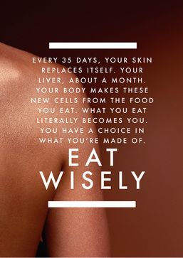 eat wisely - you are what you eat #health #quotes http://www.inspirational-quotes-about-life.net/health.html Loose Weight In A Week, Tenk Positivt, Healthy Sport, Happy February, Motivation Fitness, What You Eat, Health Motivation, Health Quotes, Fitness Quotes