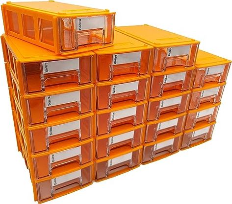 Amazon.com: Stackable Storage Drawers Set of 20, Plastic Drawers Organizer for Small Parts Screw Craft Organizer, Mini Drawer Organizer with Dividers and Paper Labels(ORANGE) : Office Products Mini Drawer Organizer, Small Drawer Organizer, Mini Drawer, Small Parts Organizer, Craft Organizer, Plastic Drawer Organizer, Stackable Storage Boxes, Plastic Organizer, Plastic Drawers