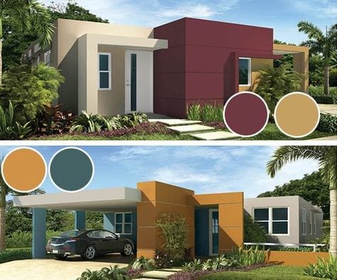 Las mejores ideas y combinaciones de colores para el exterior de la casa.#casas #exteriores Modern House Colors, Best Exterior House Paint, Apricot Brandy, House Paint Color Combination, Swiss Coffee, Exterior House Paint Color Combinations, Pintura Exterior, Casa Exterior, Exterior Paint Colors For House