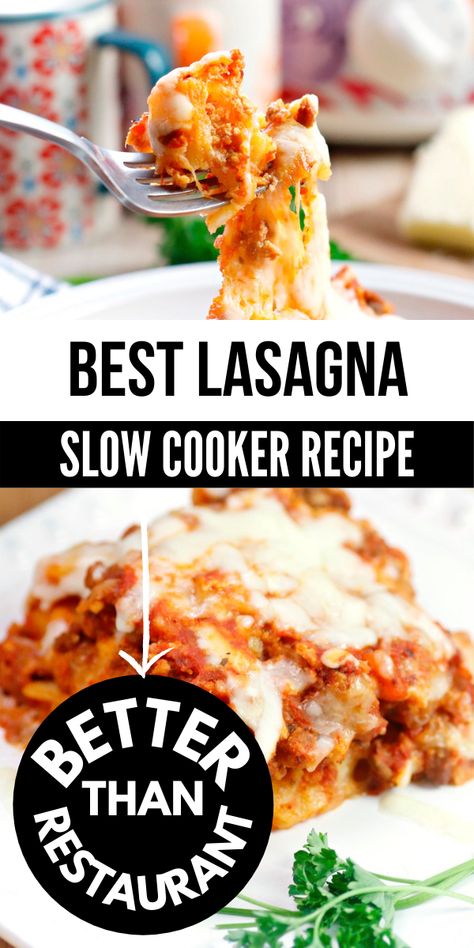 My Crockpot lasagna recipe is so easy you’ll never make it any other way. This slow cooker version of a classic Italian dinner is incredible! Crockpot Lasagna Recipe, Lasagna Recipe Slow Cooker, Crock Pot Lasagna Recipe, Beef Stroganoff Easy, Cheese Sauce For Pasta, Crockpot Lasagna, Slow Cooker Lasagna, Stroganoff Recipe, Best Slow Cooker