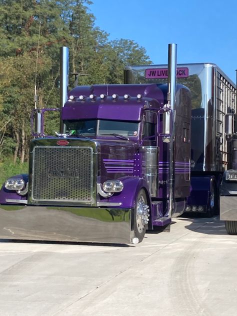 Purple Semi Truck, Purple Peterbilt, Purple Truck, Purple Storm, Trucking Business, Truck Theme, Trucks Ford, Peterbilt 379, Purple Wallpaper Iphone