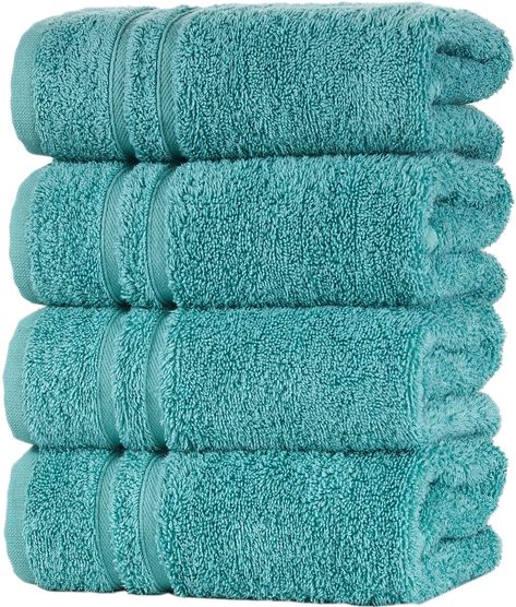 PRICES MAY VARY. DRY OFF IN LUXURY - 4 Pack of luxury cotton hand towels measure 16" x 29" and are made of the coziest, combed, genuine Turkish cotton. These absorbent, eco-friendly hand towels are created to provide years of enjoyment It is perfect for use in bathroom, kitchen, gym, spa, office, and for face wash, general cleaning as it gives you a very soft, comfortable, and lightweight feel, making it both luxurious and functional for you and your loved ones Avoid contact with skincare produc Spa Office, General Cleaning, Towels For Bathroom, Water Branding, Luxurious Home, Small Towel, Cotton Hand Towels, Green Water, Teal Turquoise