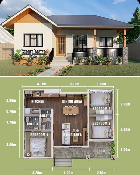 حوض الحمام, Homes Farmhouse, Small House Blueprints, Detail Arsitektur, Pelan Rumah, Small House Layout, Sims 4 House Building, Building House Plans Designs, Building Plans House