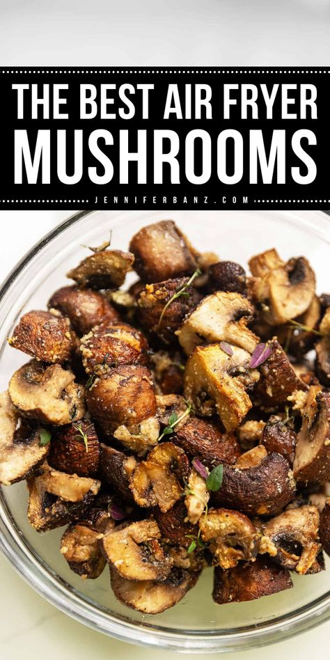 You'll love these air fried mushrooms! Another gem for your simple summer side dishes! Learn how to make this best air fryer mushroom recipe that features fresh mushrooms coated in a blend of Parmesan cheese and spices, then air fried until golden brown. Yum! Air Fryer Mushrooms Recipe, Air Fryer Mushrooms, Fried Mushroom Recipes, Garlic Mushrooms Recipes, Mushroom Side Dishes, Mushroom Recipes Healthy, Fried Mushrooms, How To Cook Mushrooms, Low Carb Side Dishes