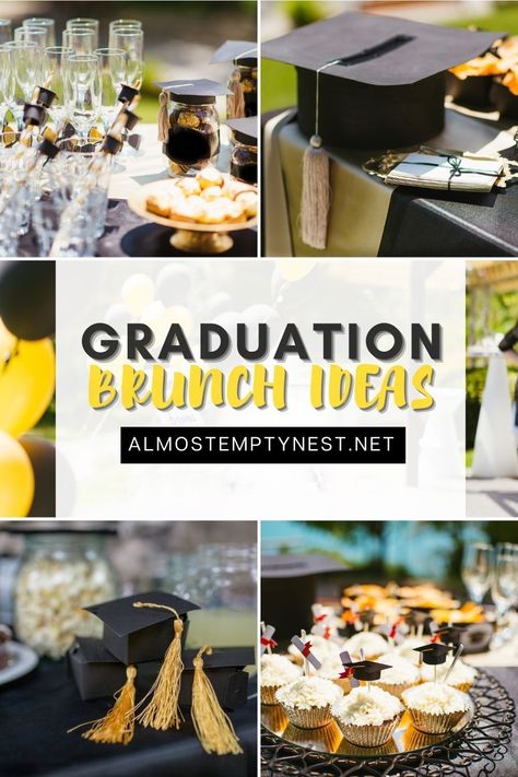 Senior Graduation Breakfast, Grad Breakfast Ideas, Breakfast Graduation Party Food, Senior Breakfast Table Ideas, Graduation Party Ideas Food Brunch, Brunch Party Menu Buffet, Coffee Bar Ideas For Grad Party, Brunch Ideas For Grad Party, Breakfast Bar Graduation Party