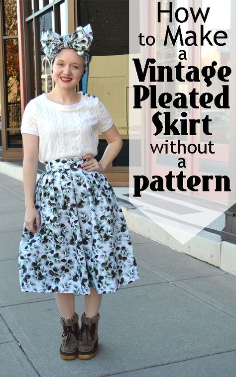 Flashback Summer: How to Make a Vintage Pleated Skirt without a Pattern Streetwear Beanie, Pleated Skirt Pattern, Vintage Pleated Skirt, Beanie Fashion, Skirt Pattern Free, Pleats Pattern, Retro Skirt, Vintage Lifestyle, Maxi Rok