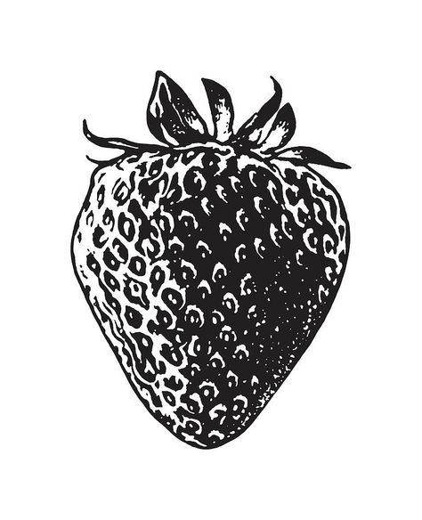 Strawberry Illustration, Strawberry Drawing, Strawberry Tattoo, Illustration Black And White, Small Tats, White Strawberry, Botanical Tattoo, Tattoo Portfolio, Up Tattoos