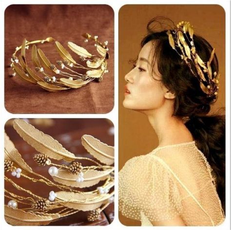 100% High qualityGrecian God baroque leaf style tiara crown headband. Very high quality and royal look! Rate that item arrived. We endeavour to respond to all enquires within 48 hours. South Africa. | eBay! Gold Crown Headband, Baroque Crown, Wedding Hairstyles With Crown, Baroque Wedding, Tiara Headpieces, Wedding Hairband, Wedding Hair Headband, Gold Headpiece, Bride Tiara