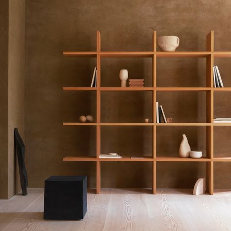 Dinesen Collection - Norm Scandinavian Shelf Decor, Japanese Bookshelf, Minimalist Bookcase, Scandinavian Shelves, Nordic Interiors, Modern Room Divider, Hall Interior, Norm Architects, Cabinet Style