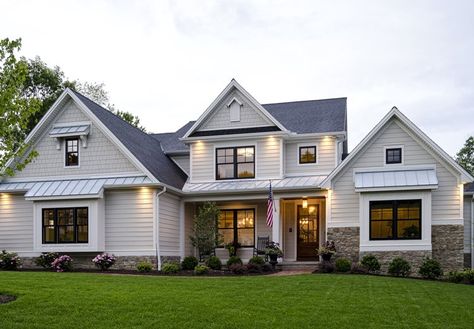 Design-Focused Siding Combinations | James Hardie Siding And Stone Exterior Color Schemes, Classy Color Palette, Hardie Shingle Siding, James Hardie Siding Colors, Siding Styles, James Hardie Siding, Cobble Stone, Hardie Siding, Fiber Cement Siding