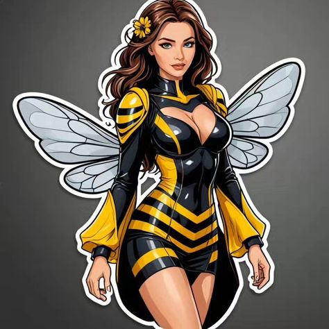 bee woman dress 2nd concept Bee Woman, Honey Costume, Queen Bee Costume, Bumble Bee Costume, Bee Costume, Monster Girls, Woman Dress, Anime Pictures, Girls Characters