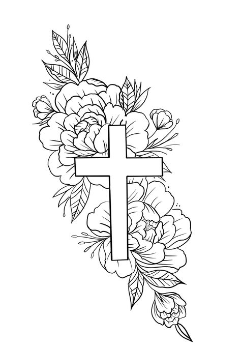 Memorial Tattoo Drawings, Tattoo Ideas Cross, Herren Hand Tattoos, Cross Drawing, Christian Sleeve Tattoo, Tattoos Infinity, Cross Tattoos For Women, Western Tattoos, Tattoo Outline Drawing