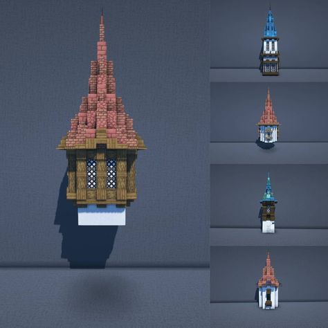 Tower Roof Minecraft, Minecraft Mailbox Ideas, Minecraft Tower Roof, Minecraft Roof, Minecraft Tower, Minecraft Castle Blueprints, Minecraft Steampunk, Rumah Minecraft Sederhana, Minecraft Structures