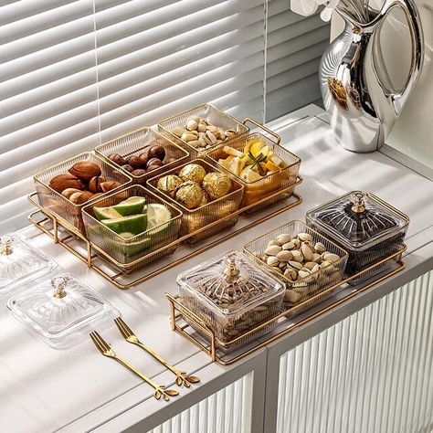 Light Luxury Fruit Plate Partition Platter Living Room Dried Fruit Tray Candy Snack Storage Box Bar Nut Snack Dish Serving Tray _ - AliExpress Mobile Dry Fruit Tray, Crudite Platter, Dry Fruit Box, Fruit Lunch, Dessert In A Jar, Nut Snacks, Snacks Dishes, Dry Fruit, Kitchen Things