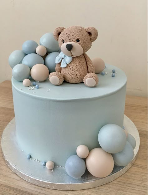 Tort Baby Boy, Tort Baby Shower Boy, Blue Teddy Bear Cake, Blue Bear Cake, Baby Shower Boy Ideas, Boy Baby Shower Cakes, Baby Boy Baby Shower Cake, Baby Shower Cake Boy