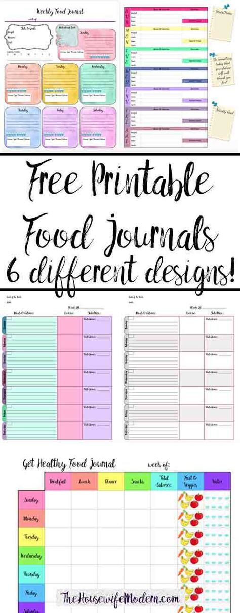 Find your perfect food journal for health and weight loss. Free Printable Food Journal: 6 different designs! Track food, water, exercise, & more. Design for your specific needs. #foodjournal #freeprintablefoodjournal #freeprintable Food Journal Printable, Track Food, Food Journals, Fitness Journal Printable, Log Journal, Health Diary, Fitness Planner Free, Diet Journal, Vegan Diet Plan