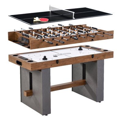 Multi Game Table, Air Hockey Table, Concrete Finishes, Foosball Table, Air Hockey, Foosball, Game Table, Steel Rod, Rec Room