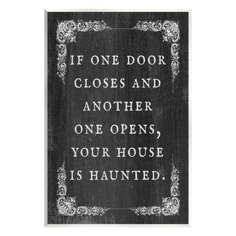 "Shop for this Stupell Industries Funny Haunted House Phrase Wall Plaque Art at Michaels. com. Our wall plaques start as high-quality lithograph prints mounted on durable 0.5\" thick MDF wood. Each piece is hand finished and comes with a fresh layer of white foil on the sides to give it a crisp, clean look. All of our wall plaques start off as high quality lithograph prints that are then mounted on durable 0.5\" thick MDF wood. Each piece is hand finished and comes with a fresh layer of foil on Wall Phrases, Gray Farmhouse, Halloween Wall Decor, Wall Art Plaques, Stupell Industries, Wood Home Decor, Giclee Art, Wall Art Designs, Wall Plaques