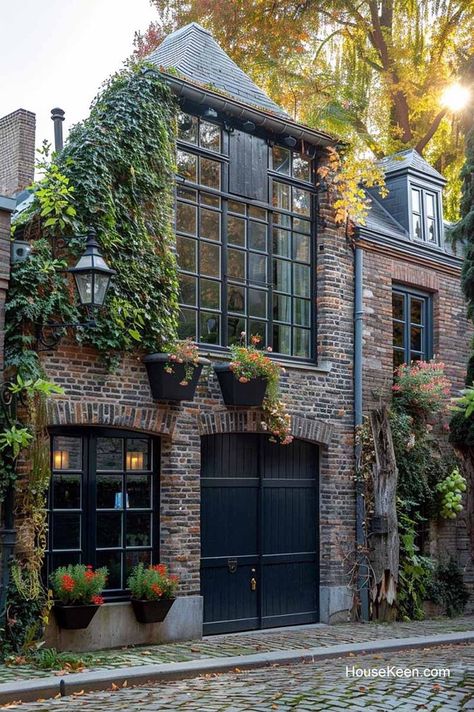 These large windows allow abundant natural light to flood the interior, enhancing the traditional charm with a fresh, airy feel. Traditional Brick House, Grid Windows, Brick Homes, Ceiling Grid, Cute Image, Storefront Design, Georgian Homes, Floor To Ceiling, Dream Apartment