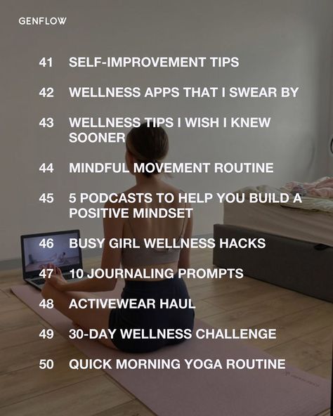 GENFLOW | Calling all health and wellness creators 🌱🥑 Use these content ideas to get your summer content calendar sorted 🤍 #wellness… | Instagram Health And Fitness Content Ideas, Wellness Content Ideas, Quick Morning Yoga Routine, Quick Morning Yoga, Wellness Instagram, Wellness Content, Fitness Content, Morning Yoga Routine, Wellness Apps