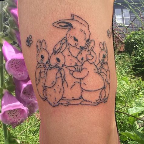 Beatrix Potter Tattoo, Peter Rabbit Tattoo, Peter Rabbit Tattoos, Peter The Rabbit, Bunny Tattoo, Bunny Tattoos, Rabbit Tattoos, Theme Tattoo, Friendship Tattoos