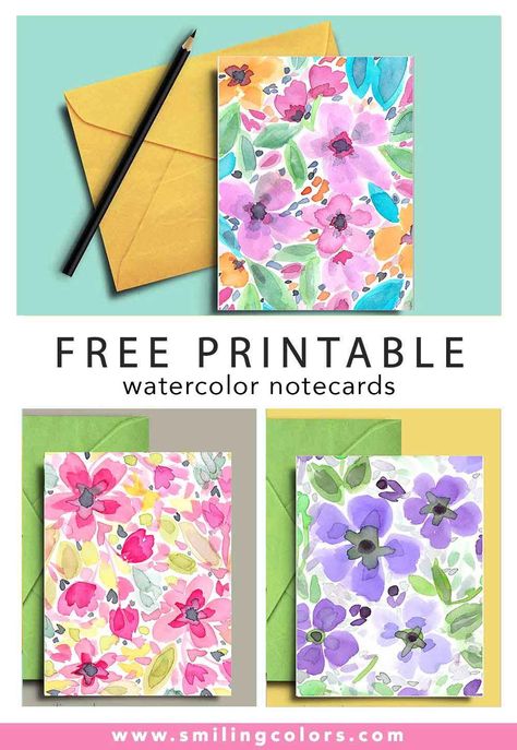 Watercolor Notecards, Diy Note Cards, Printable Note Cards, Free Printable Stationery, Beautiful Crafts, Free Printable Cards, Printable Notes, Free Printable Art, Free Greeting Cards