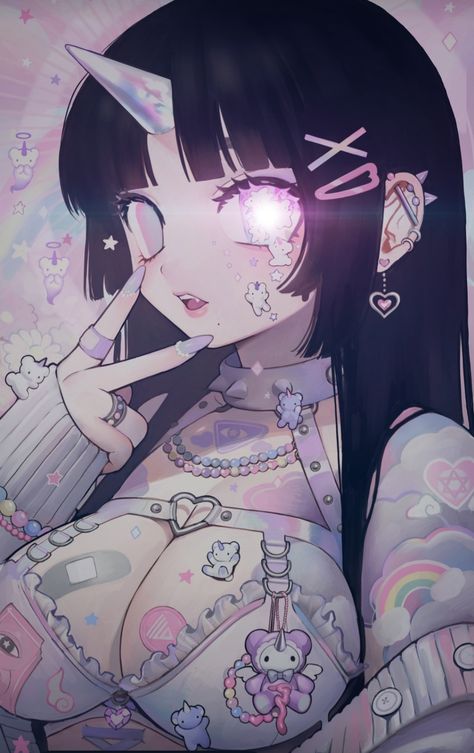 Yami Kawaii Art, Walpapers Cute, Pastel Goth Art, Arte Do Kawaii, Fete Anime, 영감을 주는 캐릭터, Cute Art Styles, Girls Cartoon Art, Kawaii Art