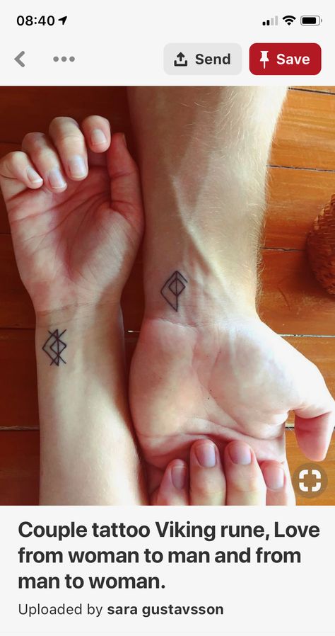 Greek Mythology Couple Tattoos, Couples Rune Tattoos, Nordic Couple Tattoo, Norwegian Tattoo, T Rex Tattoo, Married Couple Tattoos, Marriage Tattoos, Pair Tattoos, Husband Tattoo