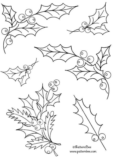 Modele Zentangle, Christmas Embroidery Patterns, Christmas Doodles, Embroidery Christmas, Garden Christmas, Holly Leaves, Embroidery Patterns Vintage, 자수 디자인, Christmas Drawing