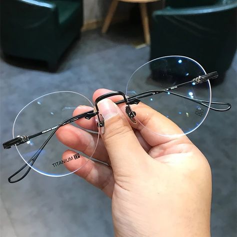 Round Rimless Reading Glasses | Rimless Round Eyeglasses Mens - Rimless Reading Anti - Aliexpress Frameless Glasses For Men, Rimless Glasses Aesthetic, Specs For Men, Spectacle Frames For Men, Rimless Glasses For Men, Frameless Specs For Men, Round Glasses Men, Rimless Sunglasses With Metal Frame, Frameless Glasses