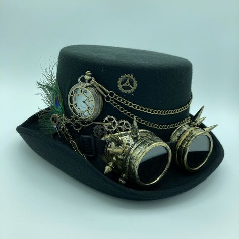 Classic Steampunk Hat Steampunk Fashion For Men, Steampunk Hat Ideas, Steampunk Top Hat Mens, Steam Punk Hats Woman, Victorian Steampunk Men, Steampunk Hats Mens, Steam Punk Hats, Hair For Formal, Modern Steampunk Fashion